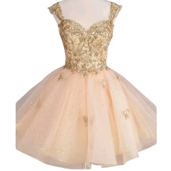 Dresses & Skirts - Sparking Sequined Mini Homecoming Dress Butterfly Floral Sweetheart Zipper Back